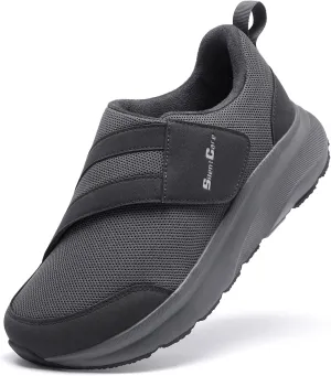 SILENTCARE Diabetic Shoes for Men Wide Toe Box Slip-on Shoes for Swollen Feet Adjustable Walking Shoes for Elderly Foot Pain Relief Neuropathy