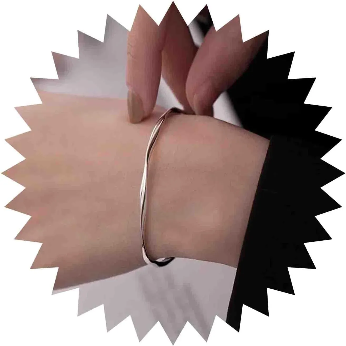 Silver Thin Open Bangle Bracelet Minimalist Mobius Bracelet Thin Round Silver Bracelet Twist Circle Cuff Bracelets Jewelry for Women