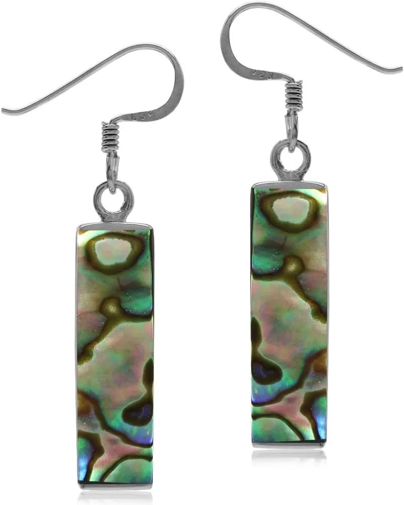 Silvershake Mondern Long Bar linear 925 Sterling Silver Dangle Hook Earrings