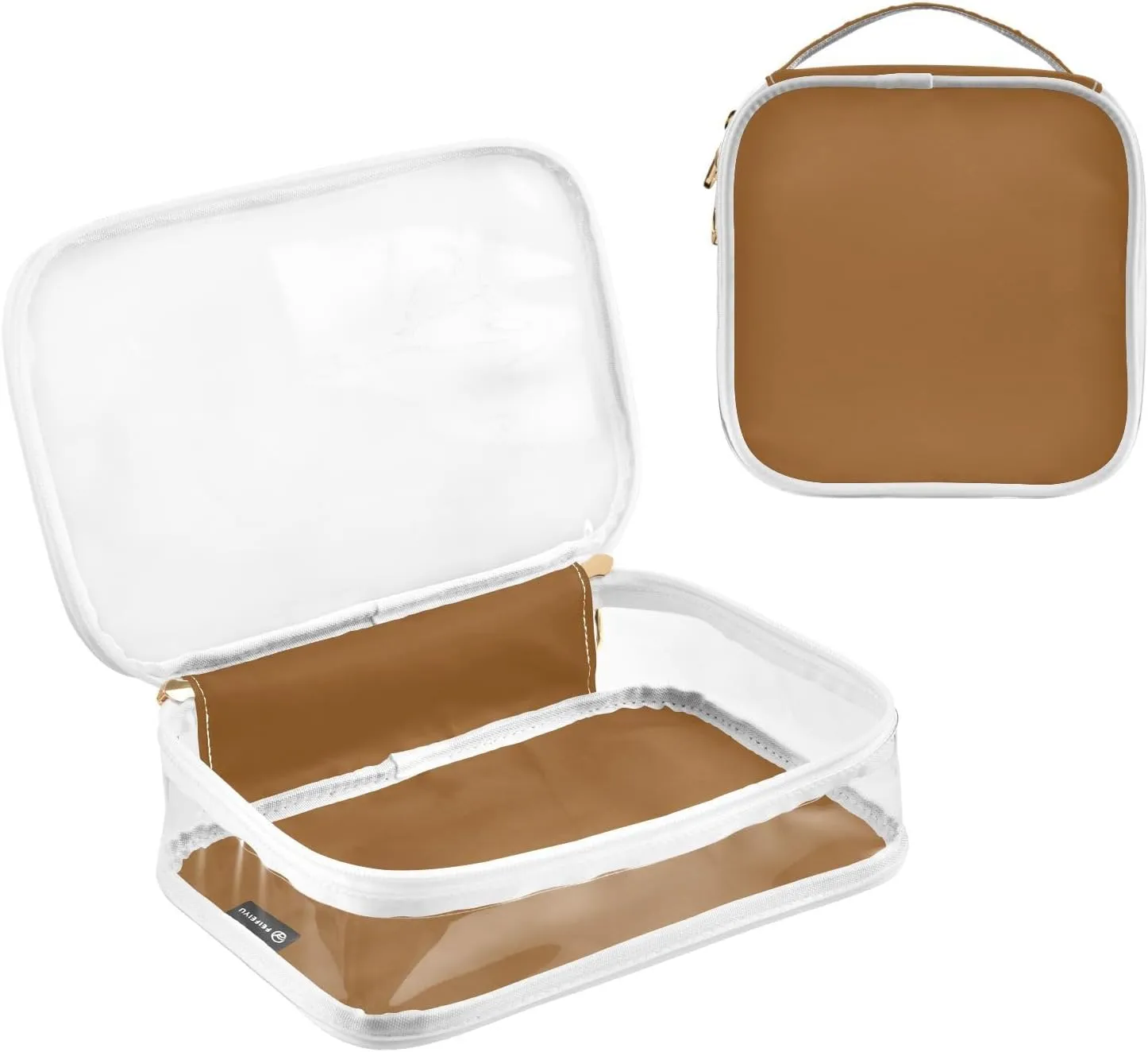 Sinestour Camel Clear Toiletry Bag with Zipper Travel Makeup Pouches with Handle Cosmetic Organizer Case Set for Men Women Carry On