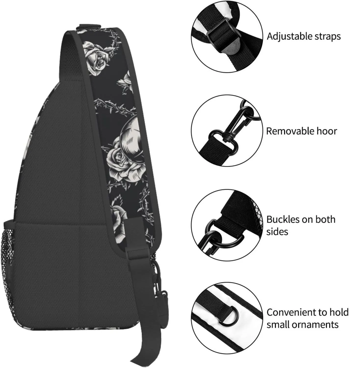 Skull Sling Backpack Chest Bag Crossbody Shoulder Bag Gym Cycling Travel Hiking Daypack For Men Women