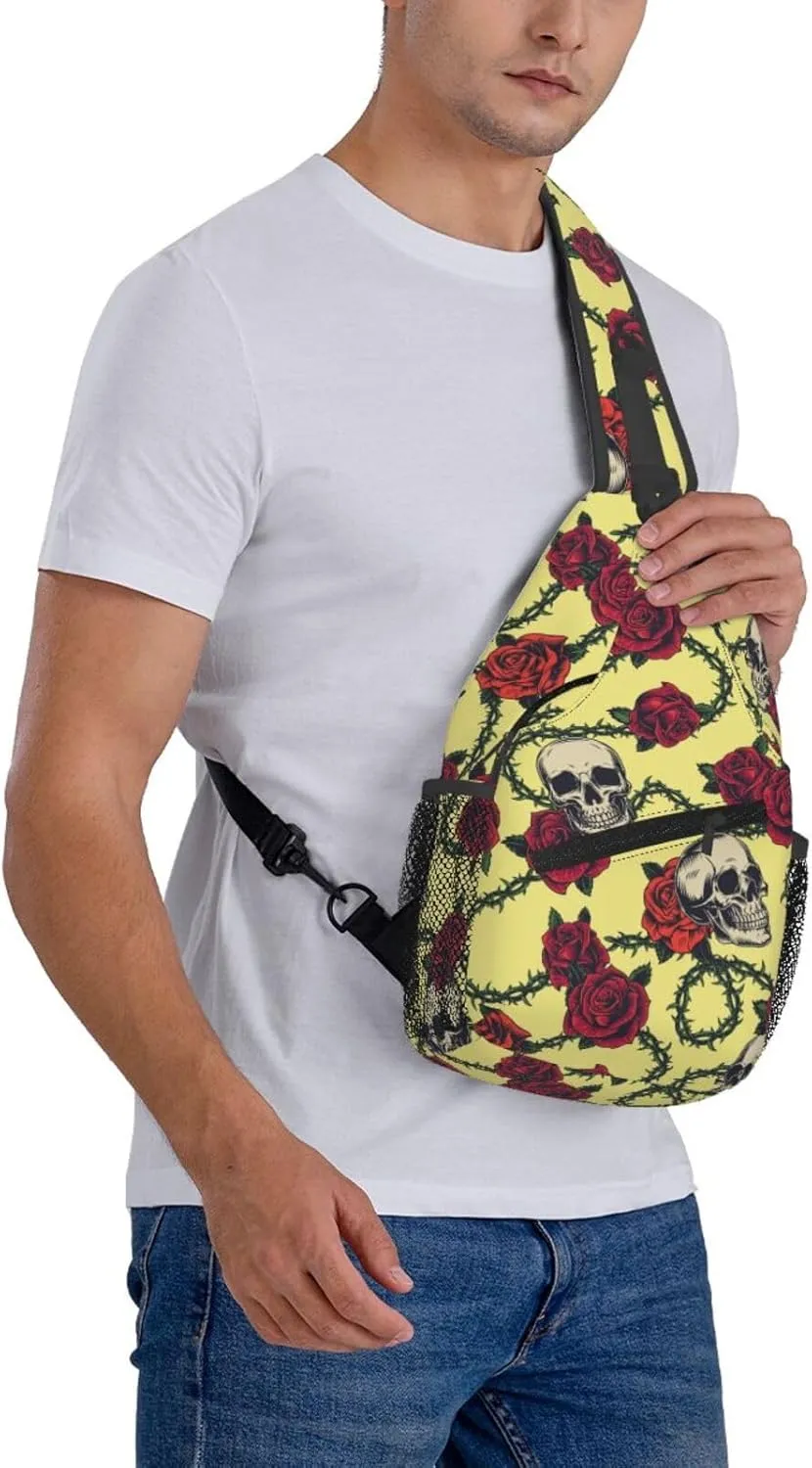 Skull Sling Backpack Chest Bag Crossbody Shoulder Bag Gym Cycling Travel Hiking Daypack For Men Women