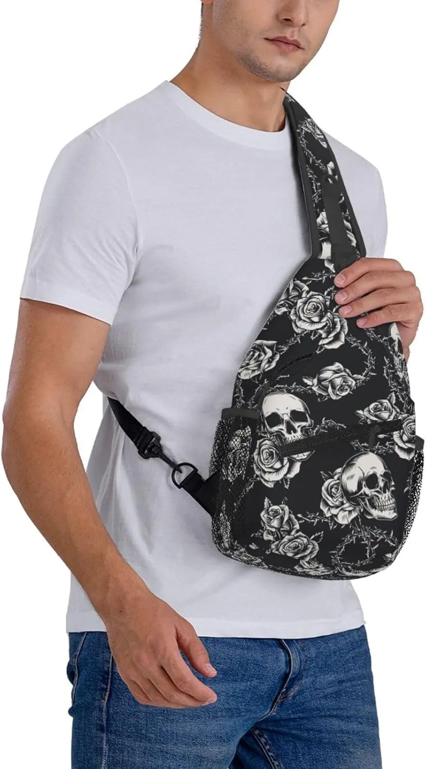 Skull Sling Backpack Chest Bag Crossbody Shoulder Bag Gym Cycling Travel Hiking Daypack For Men Women