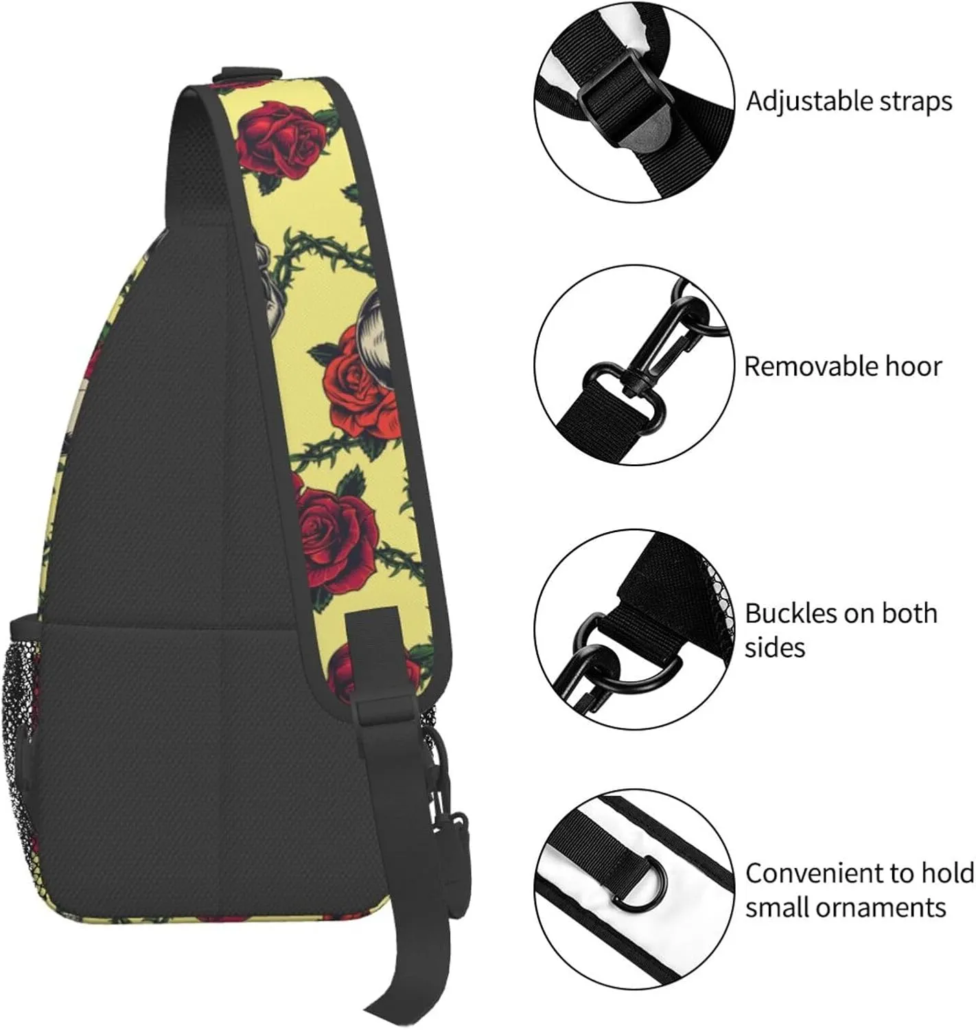 Skull Sling Backpack Chest Bag Crossbody Shoulder Bag Gym Cycling Travel Hiking Daypack For Men Women