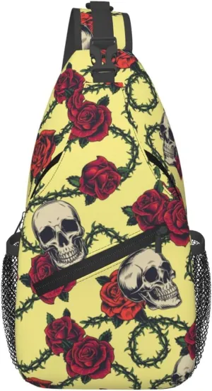 Skull Sling Backpack Chest Bag Crossbody Shoulder Bag Gym Cycling Travel Hiking Daypack For Men Women