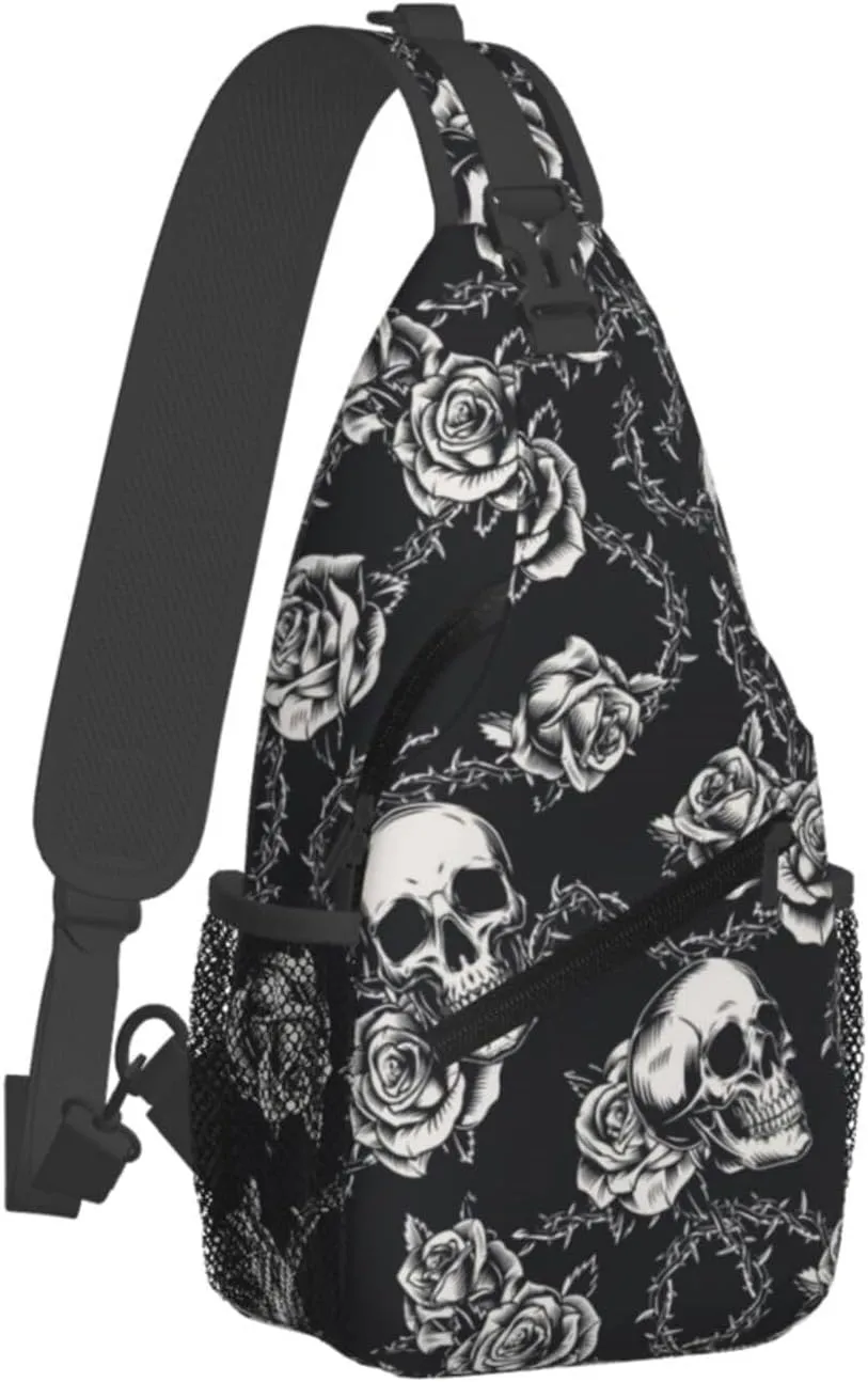 Skull Sling Backpack Chest Bag Crossbody Shoulder Bag Gym Cycling Travel Hiking Daypack For Men Women