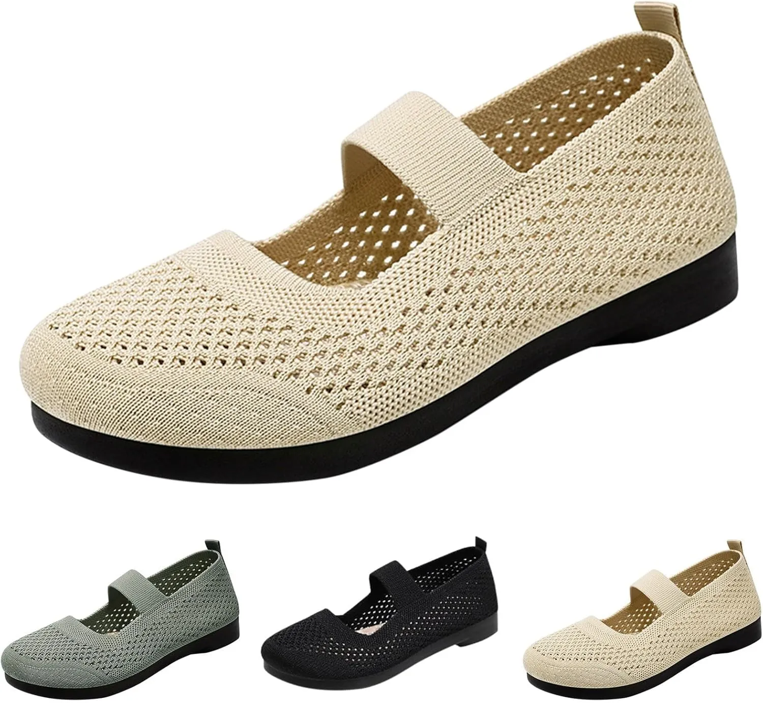 Slip On Orthopedic Sneakers Women Breathable Mesh Knitted Woven Low Top Walking Shoes Lightweight Wide Width Soft Sole Arch Support Non-Slip Shoes