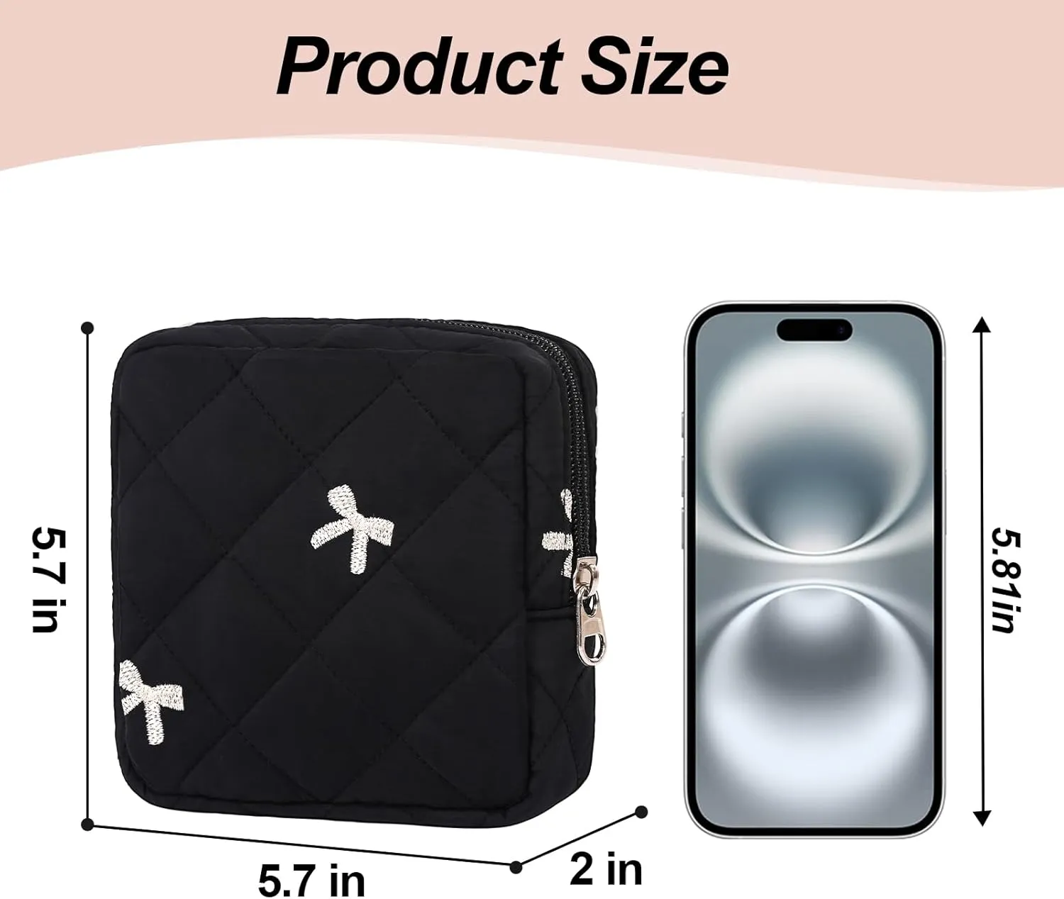 Small Makeup Bag for Purse,Quilted Cosmetic Pouch, Mini Make up Bags with Compartments Inside, Cute Cosmetic Organizer for Women, Travel Toiletry Bag