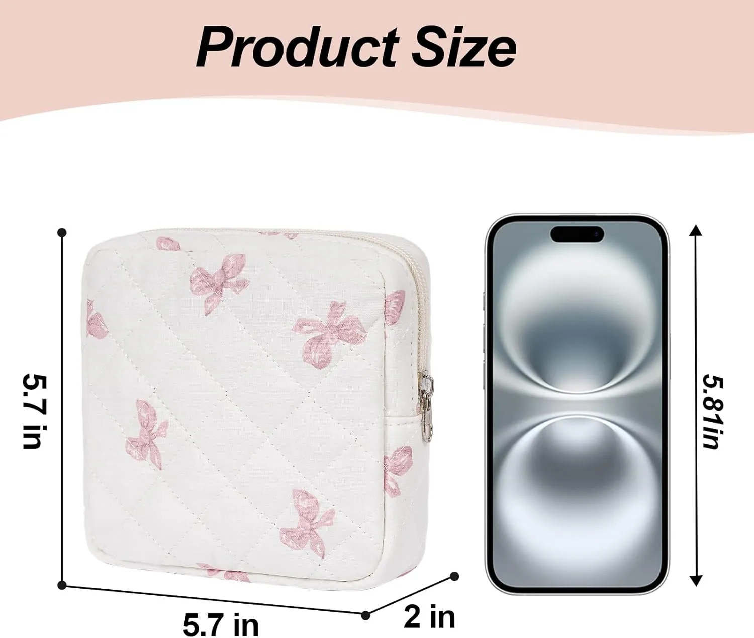 Small Makeup Bag for Purse,Quilted Cosmetic Pouch, Mini Make up Bags with Compartments Inside, Cute Cosmetic Organizer for Women, Travel Toiletry Bag