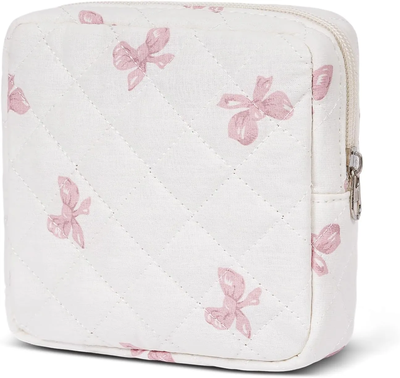 Small Makeup Bag for Purse,Quilted Cosmetic Pouch, Mini Make up Bags with Compartments Inside, Cute Cosmetic Organizer for Women, Travel Toiletry Bag