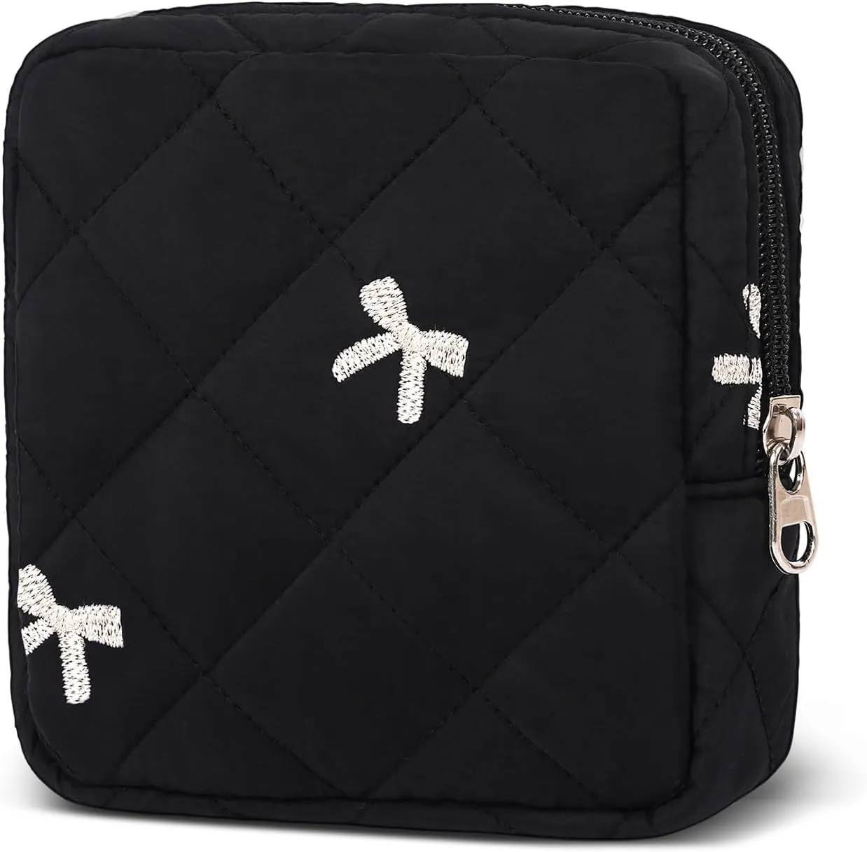 Small Makeup Bag for Purse,Quilted Cosmetic Pouch, Mini Make up Bags with Compartments Inside, Cute Cosmetic Organizer for Women, Travel Toiletry Bag