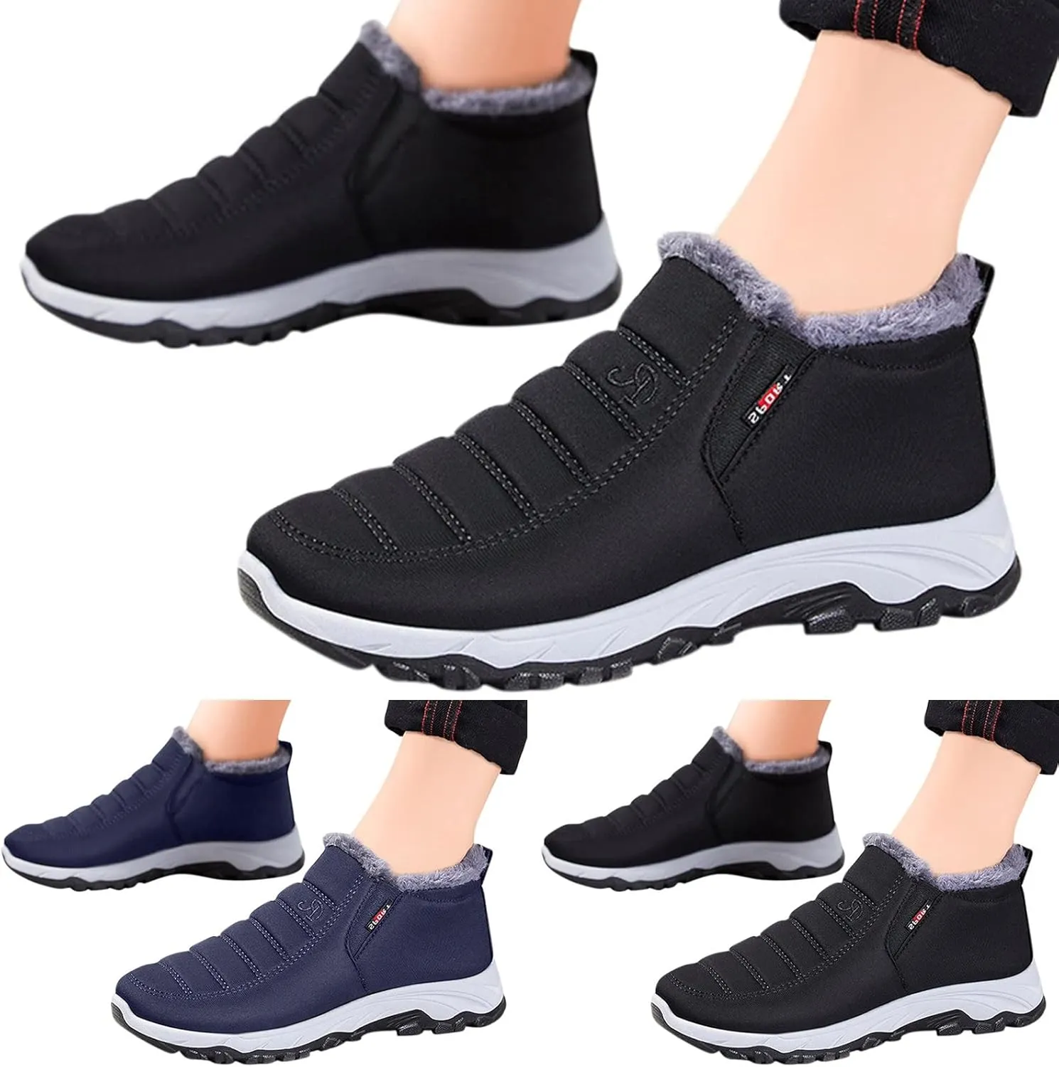 Snow Boots for Women Non Slip Women's Short Snow Boots Fur Boots for Women Winter Short Womens Lightweight Cold Weather Winter Boots, Waterproof Snow Shoes Snow Boots Wide Calf