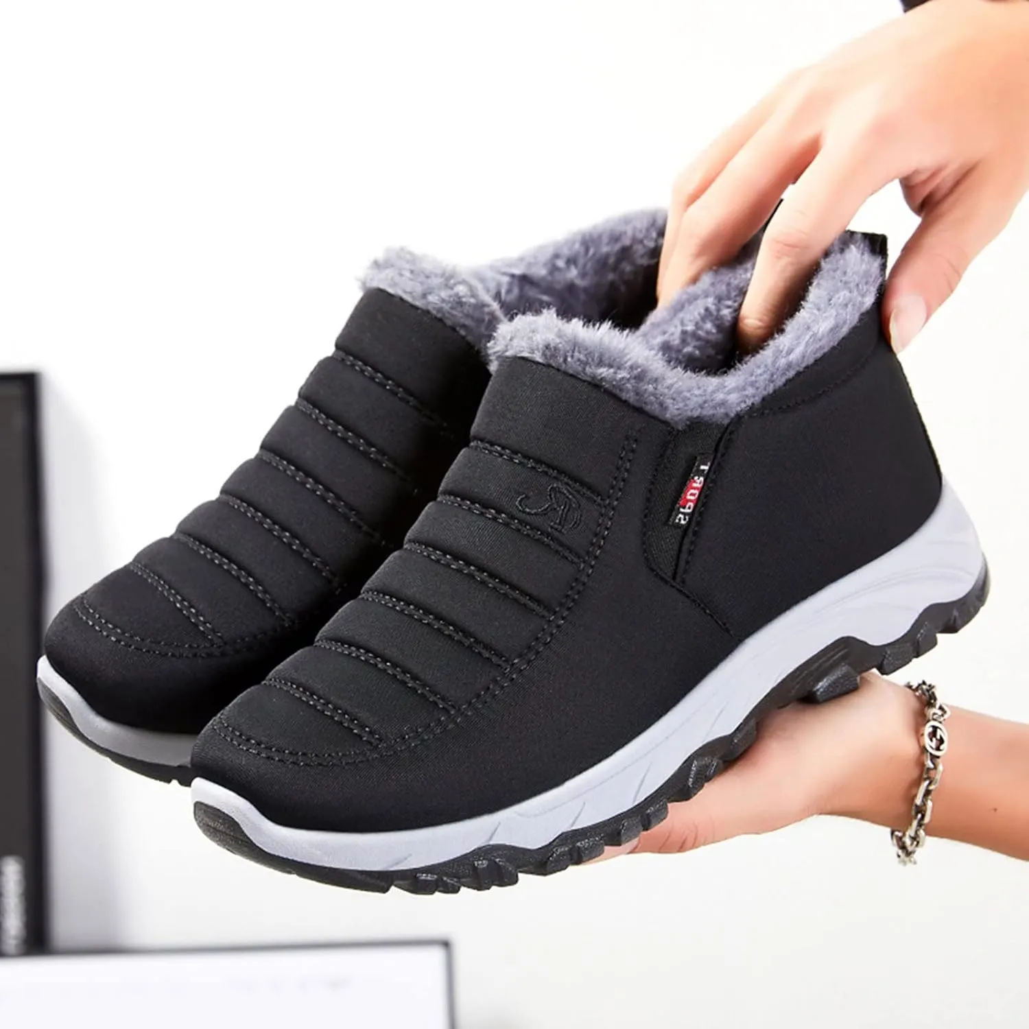 Snow Boots for Women Non Slip Women's Short Snow Boots Fur Boots for Women Winter Short Womens Lightweight Cold Weather Winter Boots, Waterproof Snow Shoes Snow Boots Wide Calf