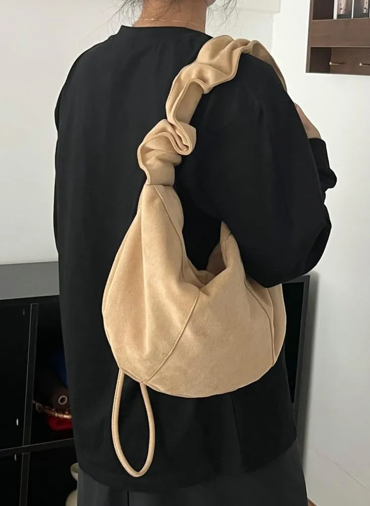 Soft Shoulder Bags for Women Large Dumpling Crossbody Tote Purse Retro Handbag Pleated Satchel with Drawstring