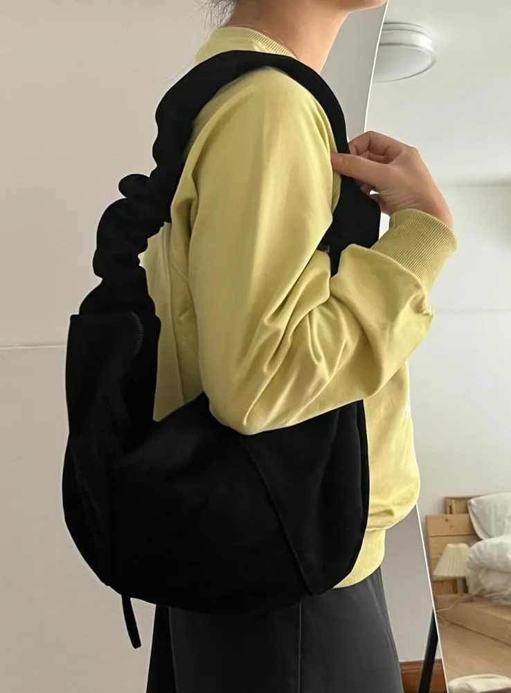Soft Shoulder Bags for Women Large Dumpling Crossbody Tote Purse Retro Handbag Pleated Satchel with Drawstring