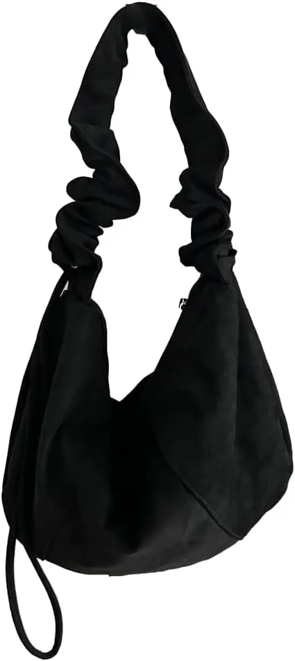 Soft Shoulder Bags for Women Large Dumpling Crossbody Tote Purse Retro Handbag Pleated Satchel with Drawstring