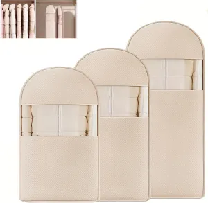 Space-Saving Hanging Garment Bag for Travel & Closet Storage, Waterproof Zippered 3 Sizes (L/M/S) with Quick-Compression, Eco-Friendly Suits Dresses Coats Storage (brown, S)