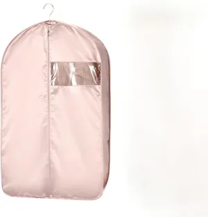 Space Saving Hanging Garment Bag with Self Compression Zipper, Space Saver Hanging Protector for Down Coat, Dust Cover Clothes Bags for Mulit-Size Down Coat (Pink, M)