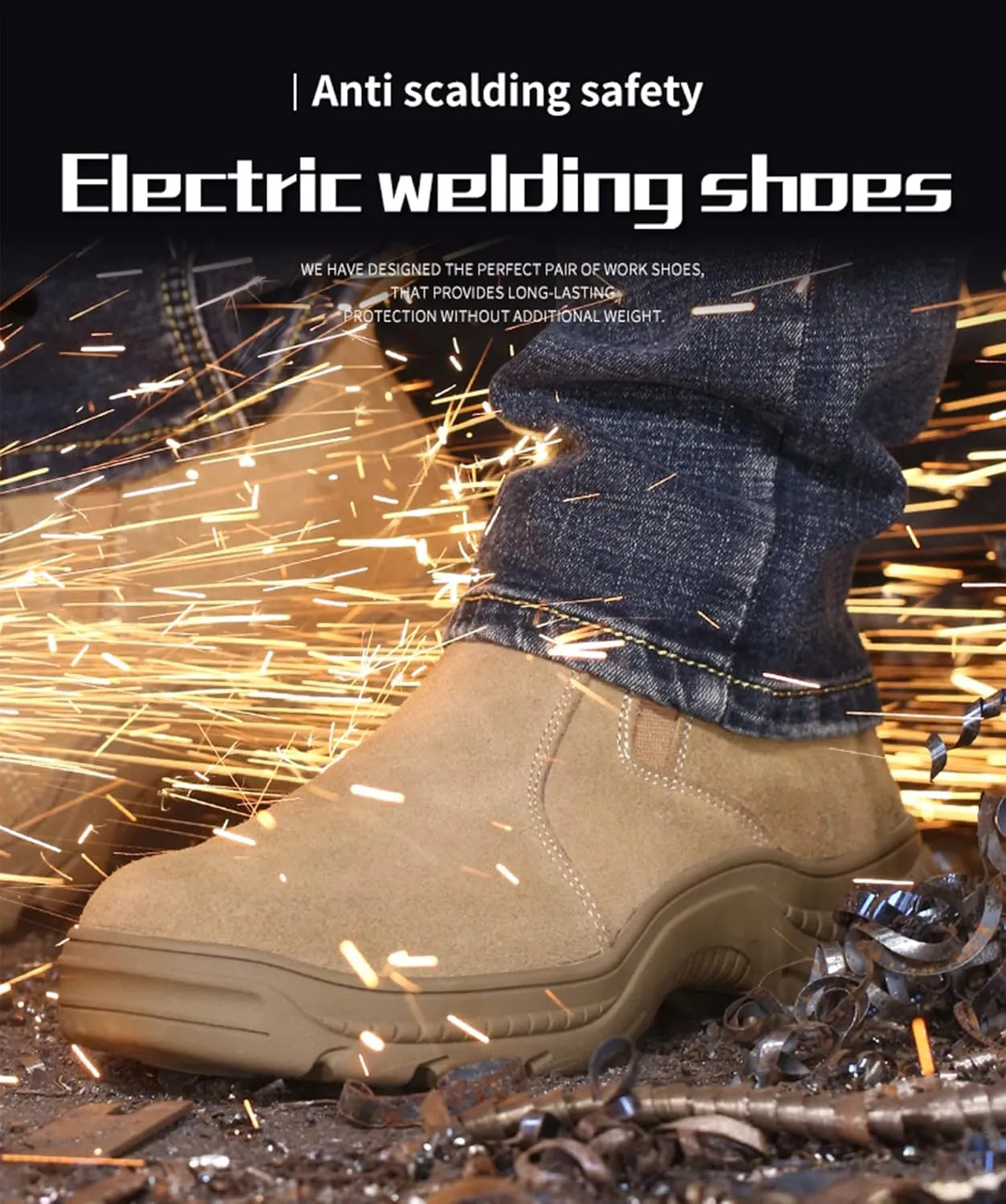 Steel Toe Shoes for Men Waterproof Lightweight Welding Shoes Safety Shoes Slip-on Puncture Proof Work Boots