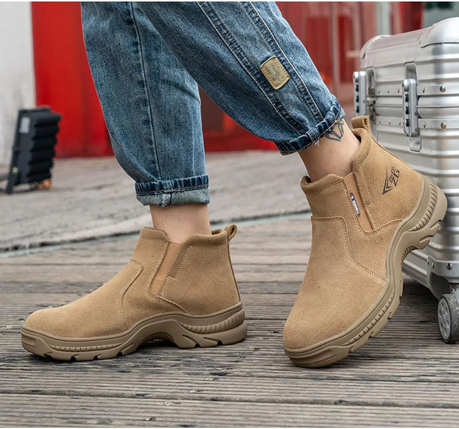 Steel Toe Shoes for Men Waterproof Lightweight Welding Shoes Safety Shoes Slip-on Puncture Proof Work Boots