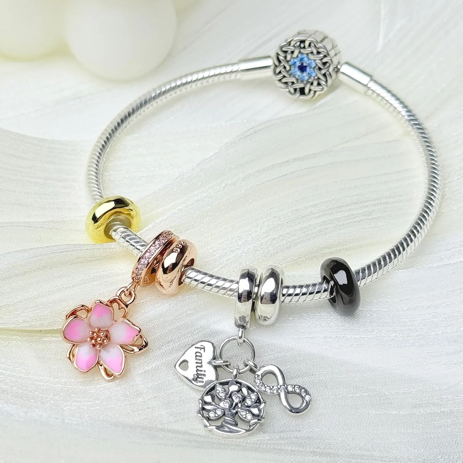 Stopper Beads for Bracelets 925 Sterling Silver
