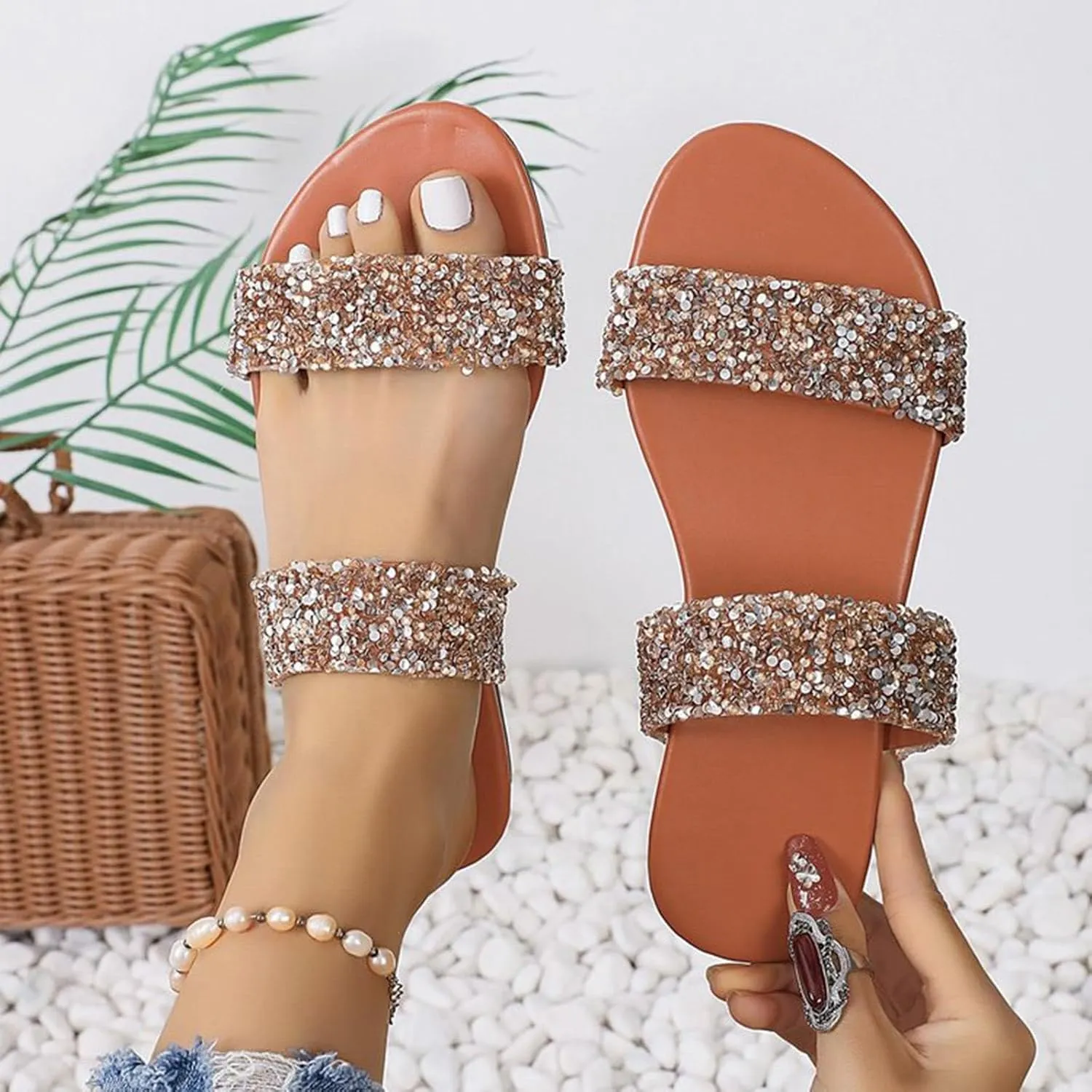 Summer Sandals Home Indoor Slippers Simple Ladies Slippers Casual Shoes Beach Sandals for Women Size 8