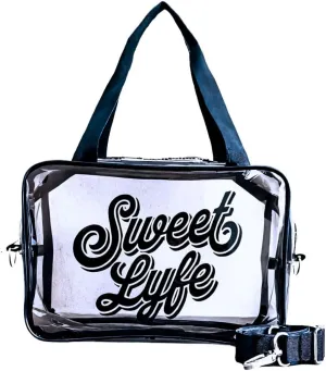 SWEET LYFE Clear Cosmetic Bag with Bright Design, 10x6.7x3.93 inches, Clear Tote Bag (Black)