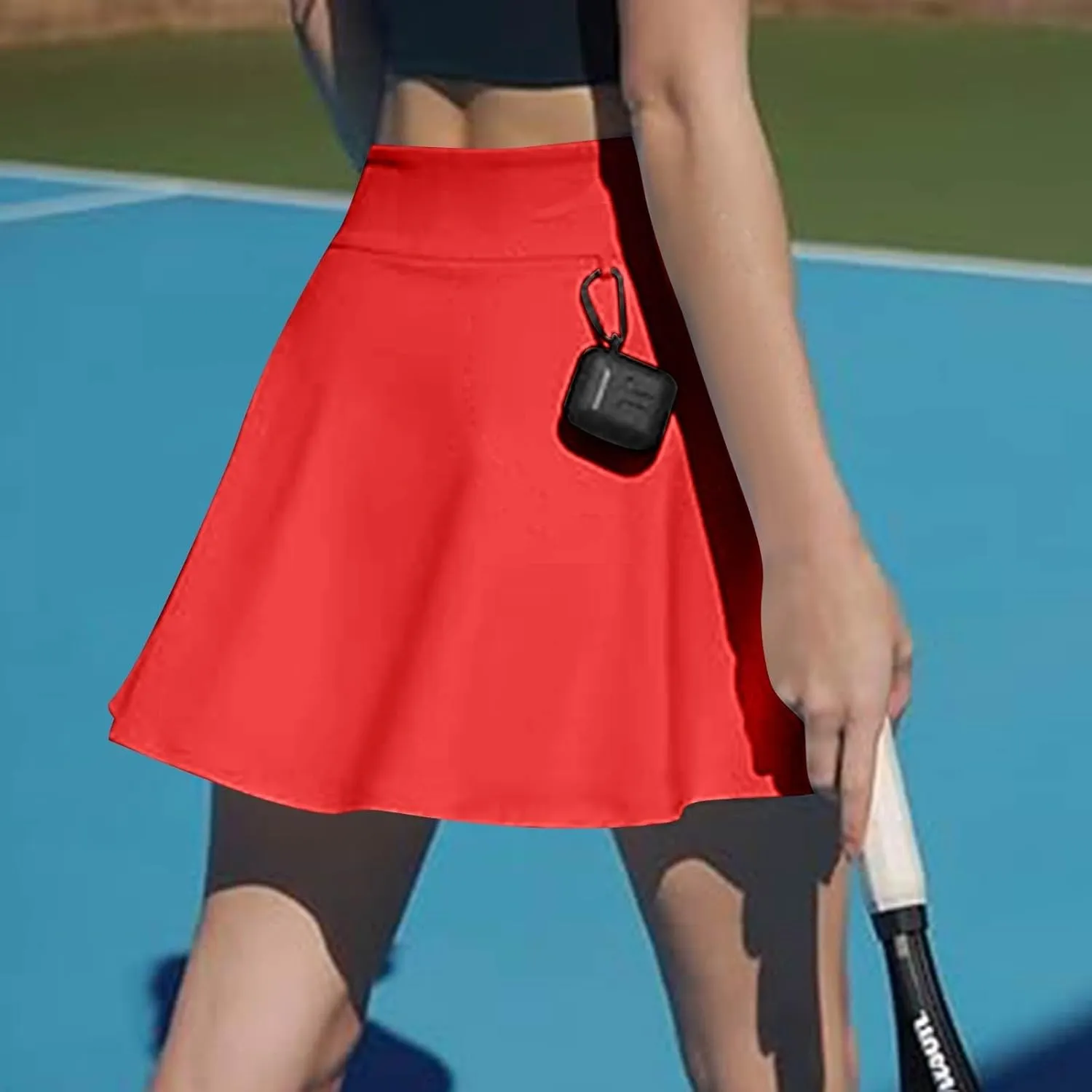 Tennis Skirts for Women with Shorts Solid Color High Waisted Side Split Pleated Skirt Athletic Golf Skorts