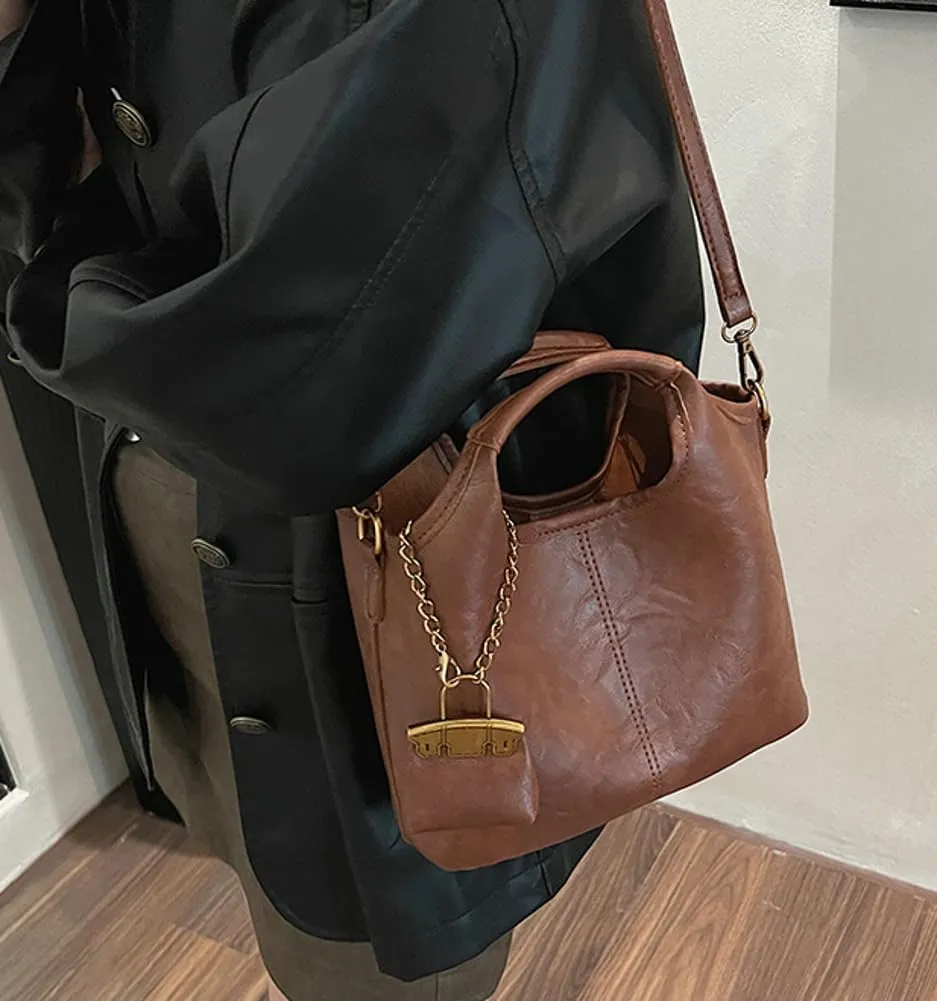 Tote Bag for Women Vegan Leather Crossbody Bag Shoulder Bags Satchel and Purse Bag Soft Handbag Dating Work Shopping