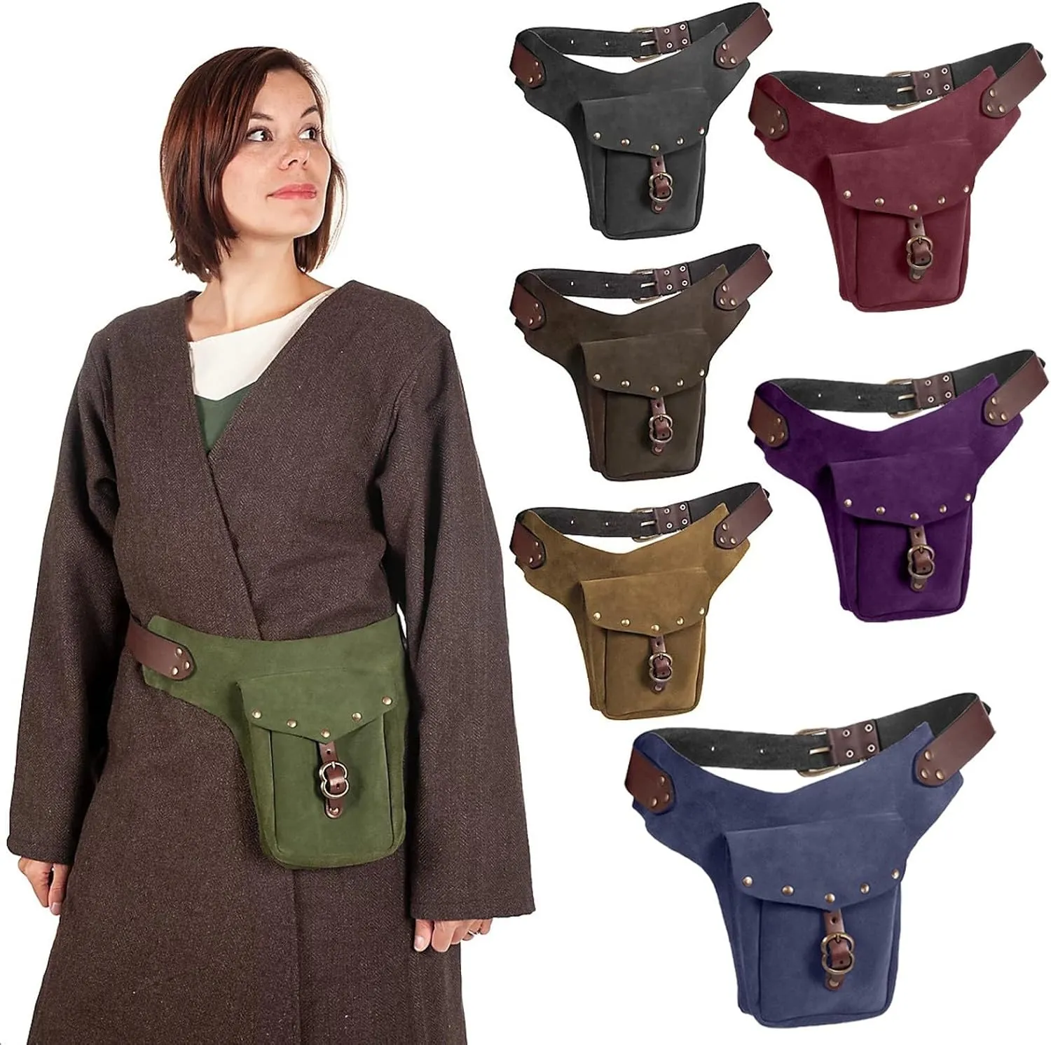 Tote Bag For Women Vintage Medieval Waist Pack Bag Leather Small Purse Leather Sporting Riding Hip Fanny Waist Cos Play X