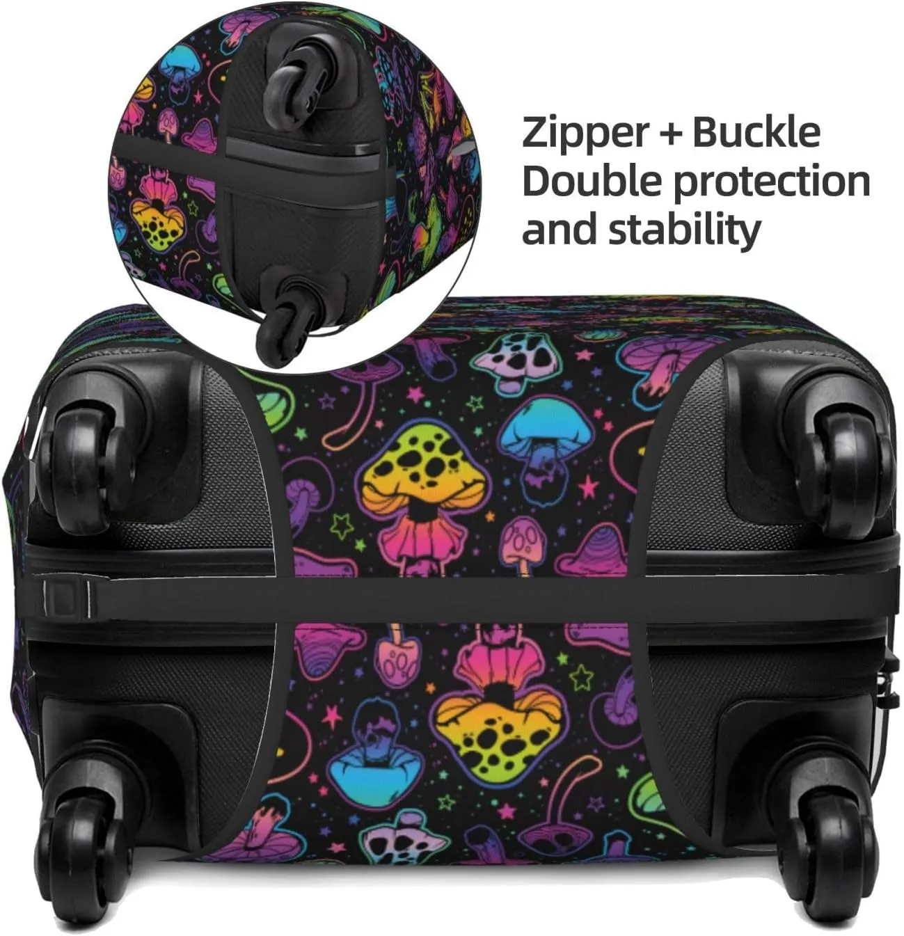Travel Luggage Cover - Colorful Mushrooms Washable Suitcase Covers Protector Fits 18-32 Inch Luggage