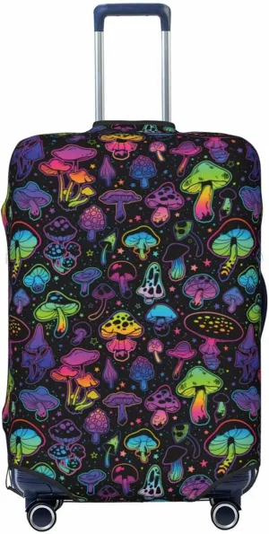 Travel Luggage Cover - Colorful Mushrooms Washable Suitcase Covers Protector Fits 18-32 Inch Luggage