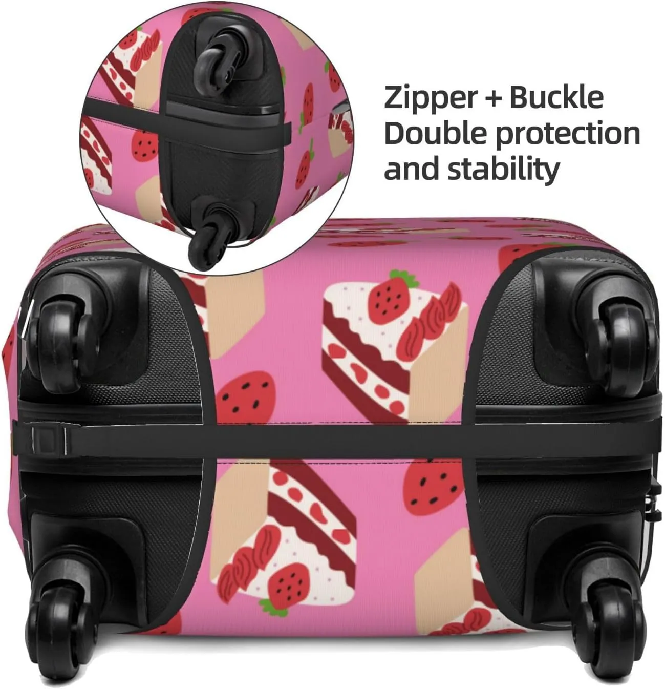 Travel Luggage Cover - Cute Strawberry No.1110 Washable Suitcase Covers Protector Fits 18-32 Inch Luggage