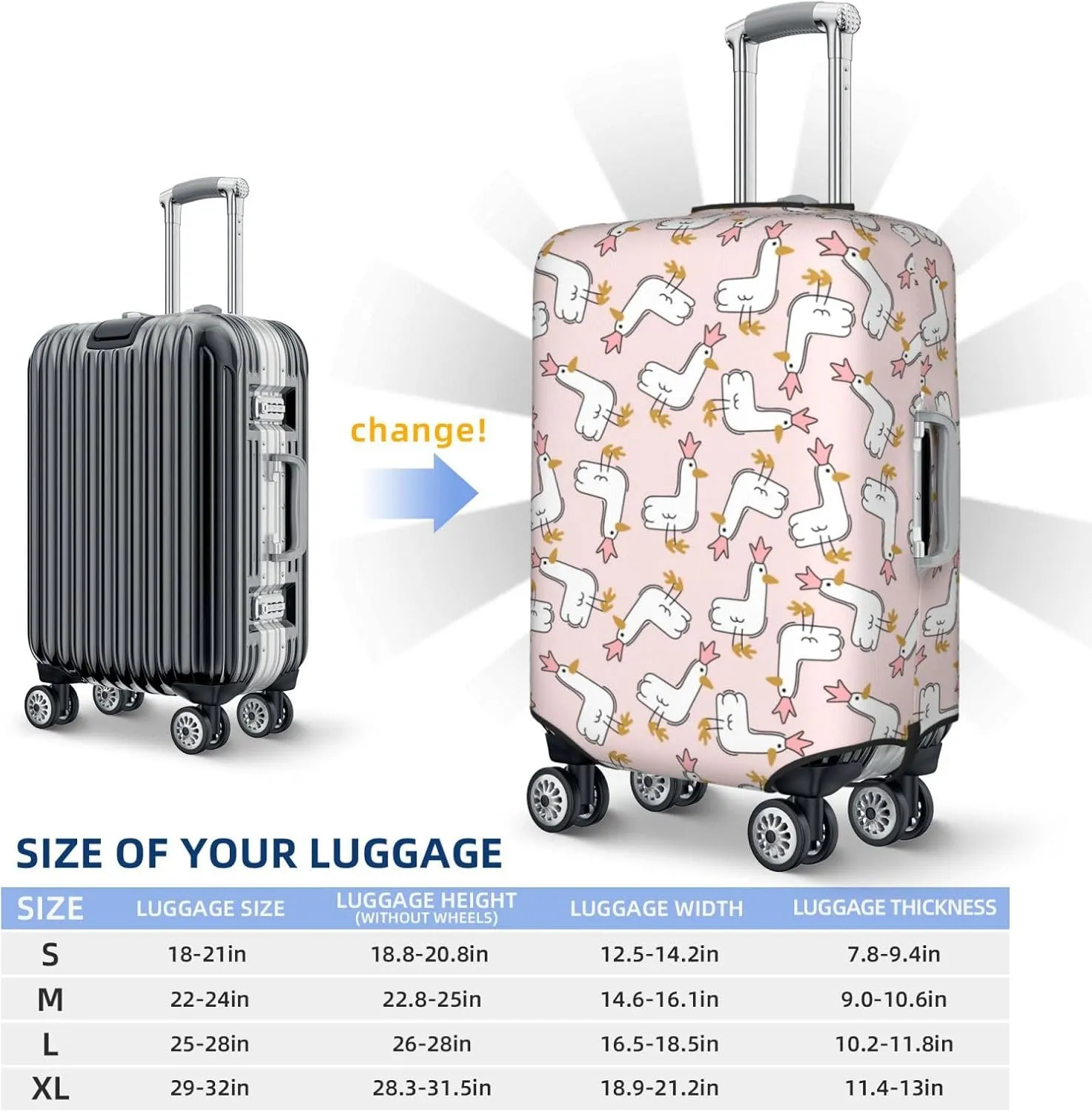 Travel Luggage Cover - Goose Queen Washable Suitcase Covers Protector Fits 18-32 Inch Luggage