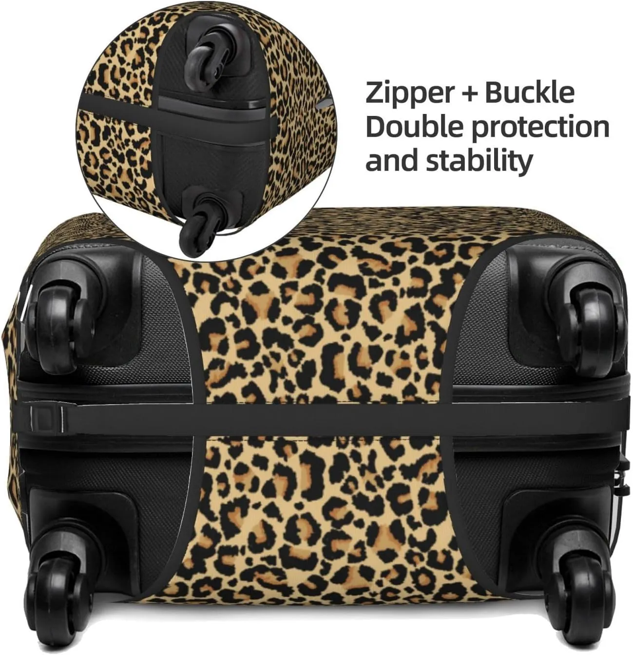 Travel Luggage Cover - Leopard Print Washable Suitcase Covers Protector Fits 18-32 Inch Luggage