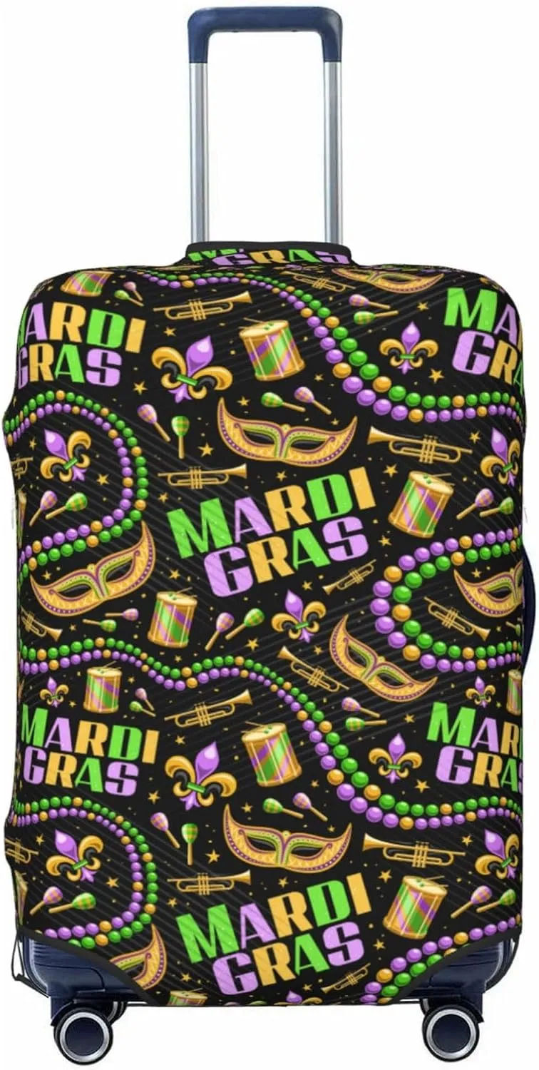 Travel Luggage Cover - Mardi Gras3 Washable Suitcase Covers Protector Fits 18-32 Inch Luggage
