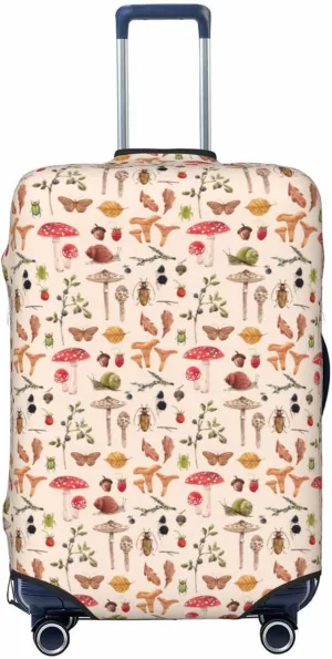 Travel Luggage Cover - Retro Autum Mushrooms Washable Suitcase Covers Protector Fits 18-32 Inch Luggage