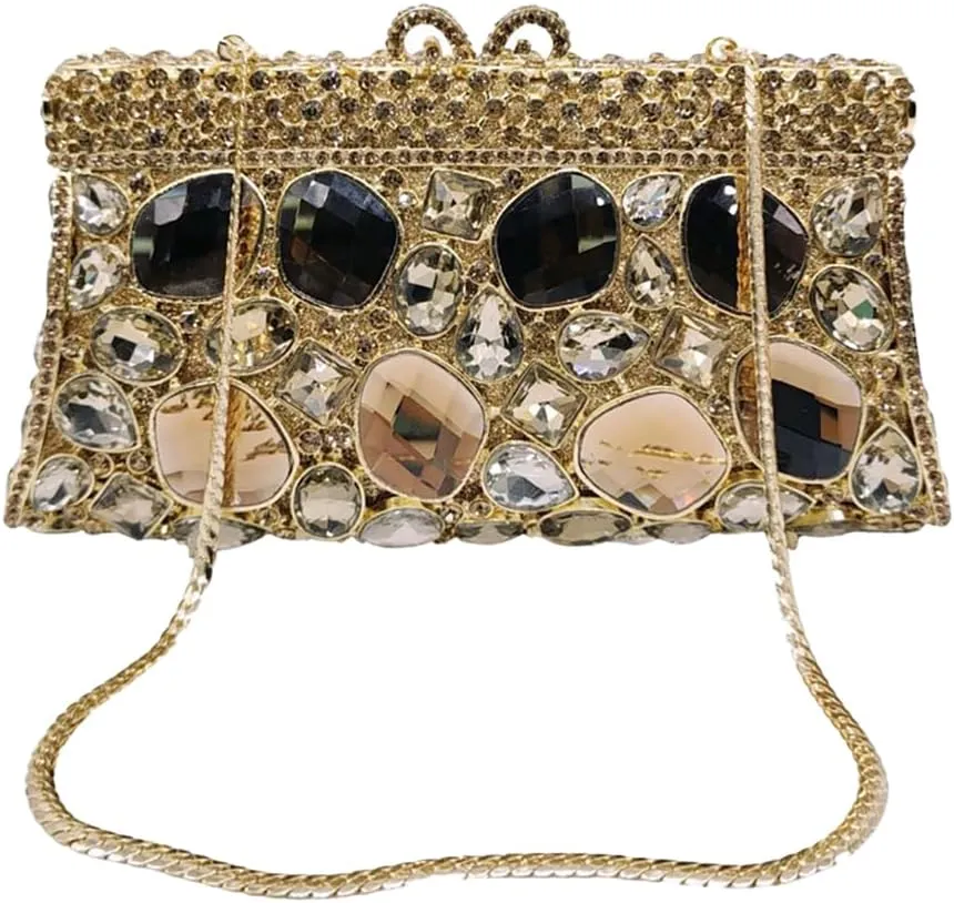 UMREN Luxury Women Crystal Purse Rhinestone Evening Clutch Bag Sparly Diamonds Handbag Wedding Bridal Shoulder Purse Bag