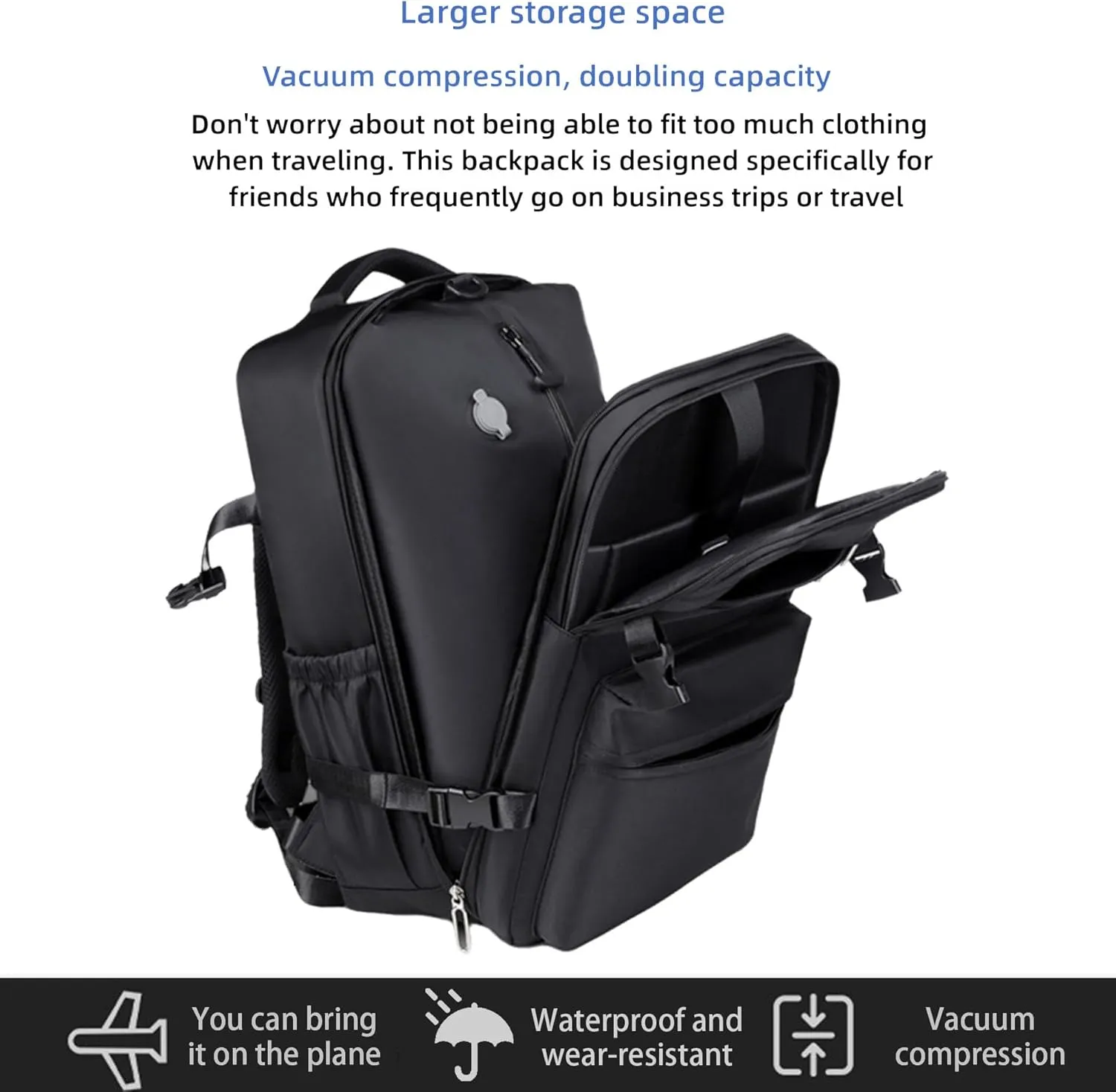 Vacuum Backpack With Pump,28L,with Vacuum Compression,Detachable Airbag,Water Resistant Travel Backpack for Women & Men (Green)