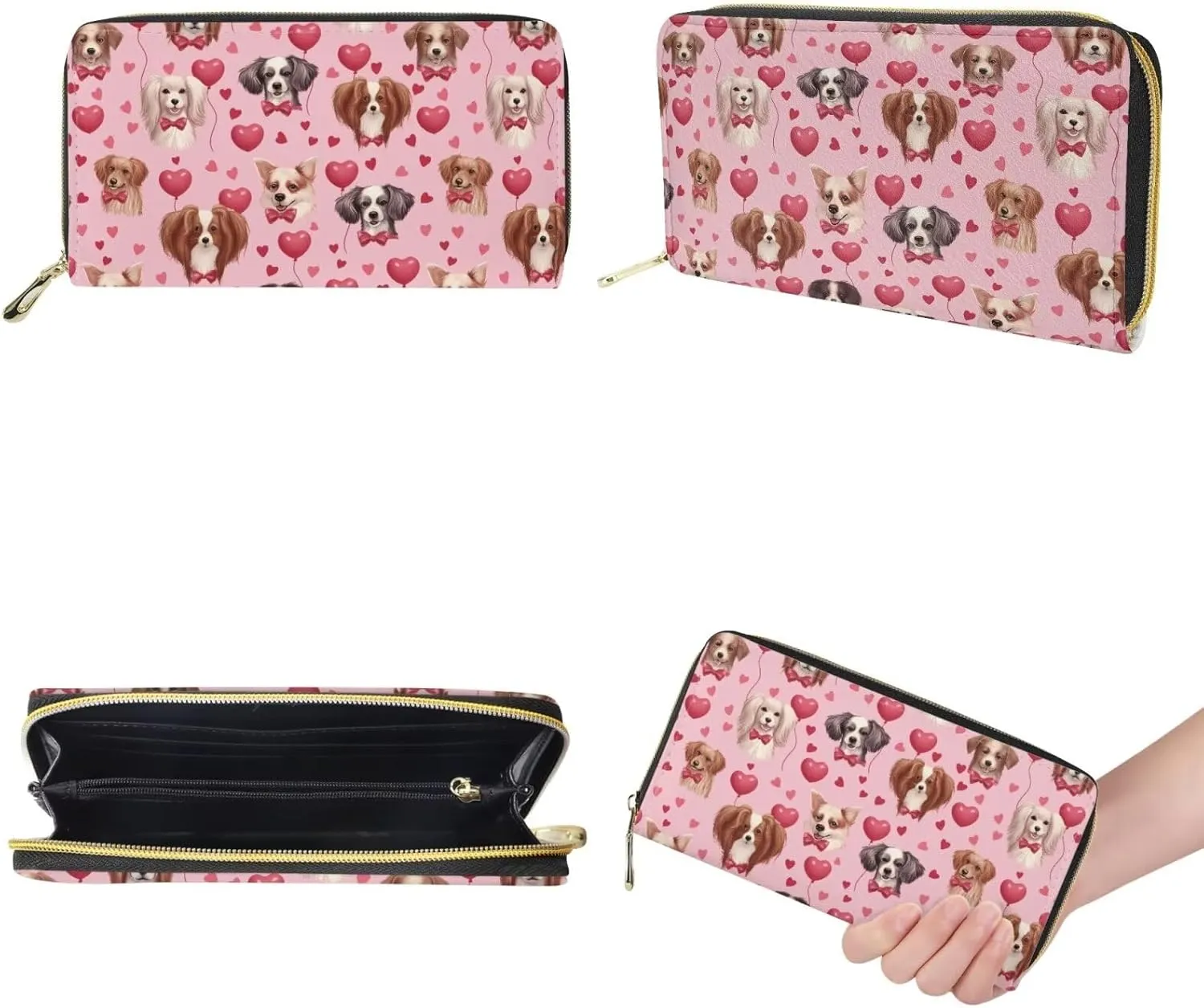 Valentine's Day Leather Tote Bag for Women Card Slots Wallet 2 Piece Set