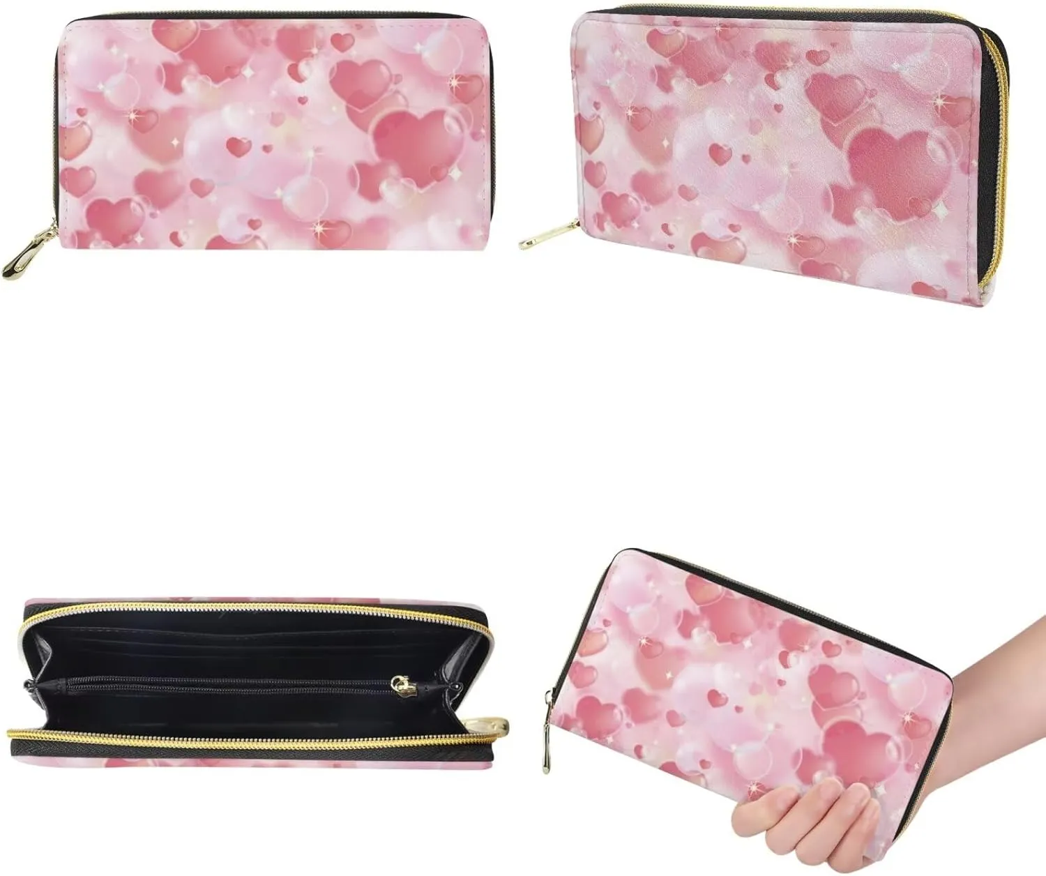 Valentine's Day Leather Tote Bag for Women Card Slots Wallet 2 Piece Set