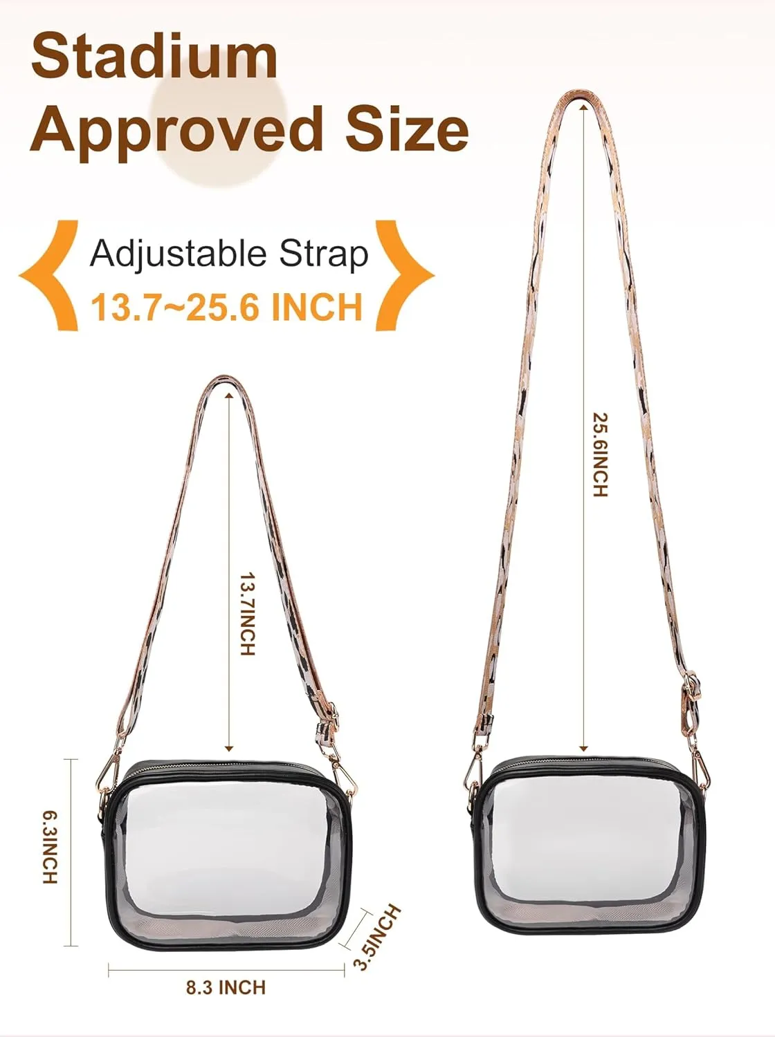 Vangue Clear Purse for Women Stadium Approved, Clear Crossbody Bag with Adjutable Strap, Transparent Bag for Sports Concert