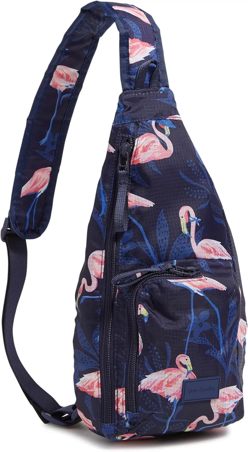 Vera Bradley Ripstop Mini Sling Backpack, Flamingo Party