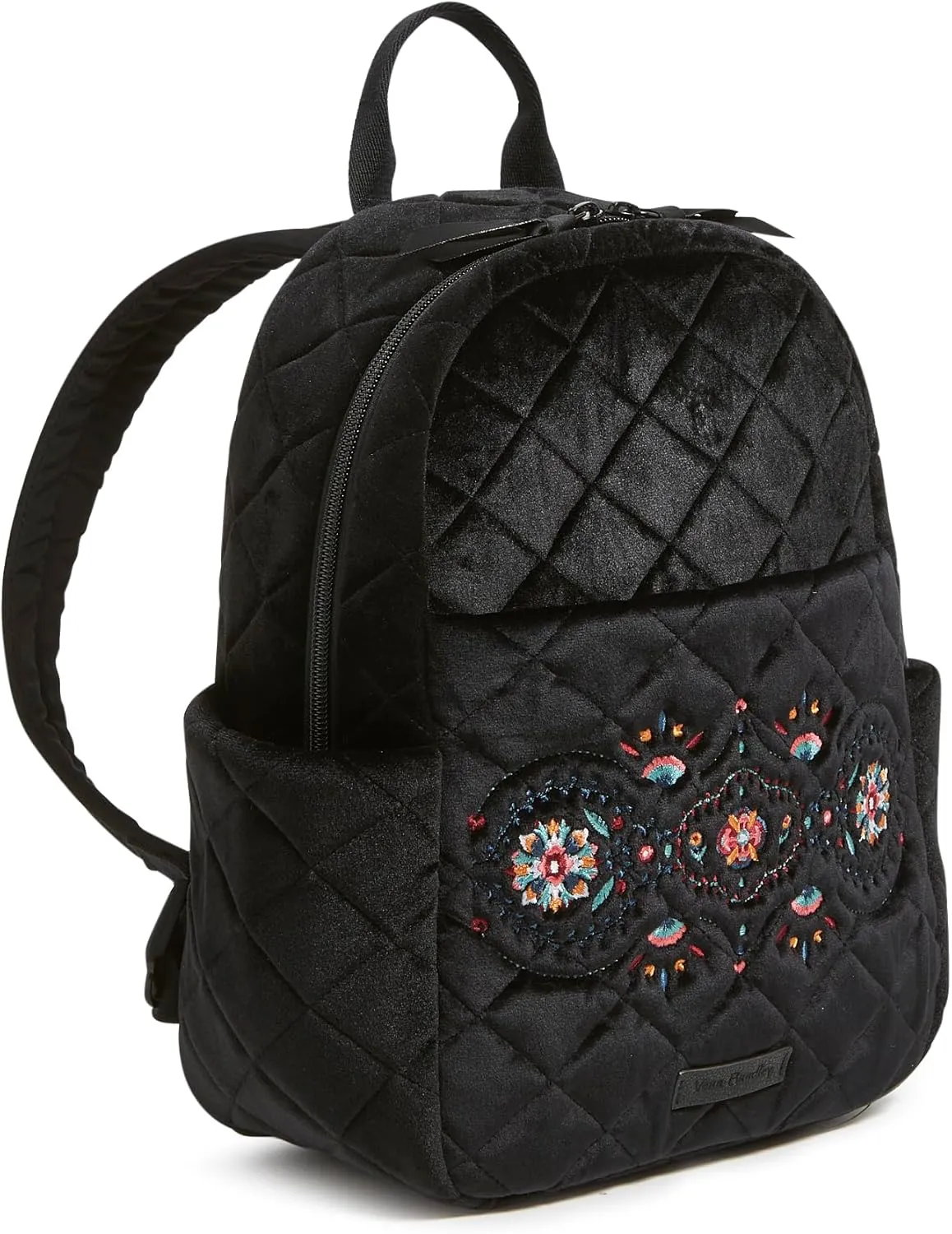 Vera Bradley Women's Velvet Small Backpack Bookbag, Winter Ornaments, One Size