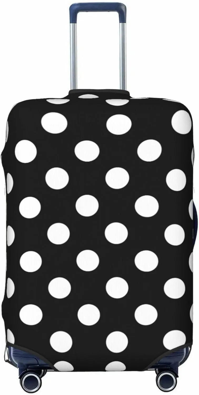 VOSERY Travel Luggage Cover - Black and White Polka Dot Washable Suitcase Covers Protector Fits 18-32 Inch Luggage