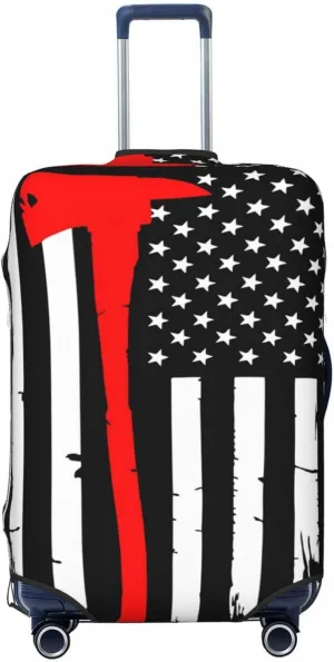 VOSERY Travel Luggage Cover - Firefighters USA Flag Washable Suitcase Covers Protector Fits 18-32 Inch Luggage