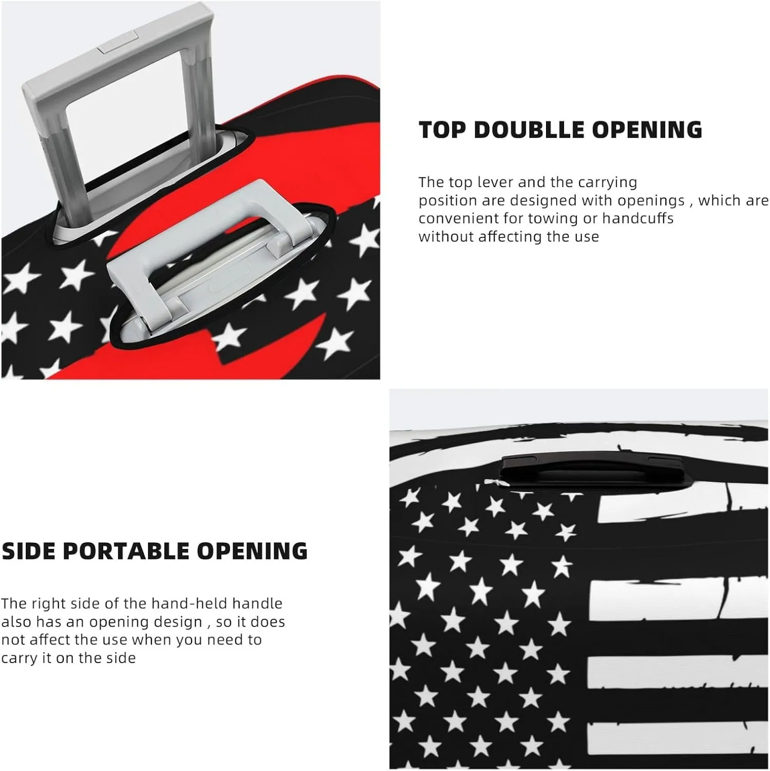 VOSERY Travel Luggage Cover - Firefighters USA Flag Washable Suitcase Covers Protector Fits 18-32 Inch Luggage