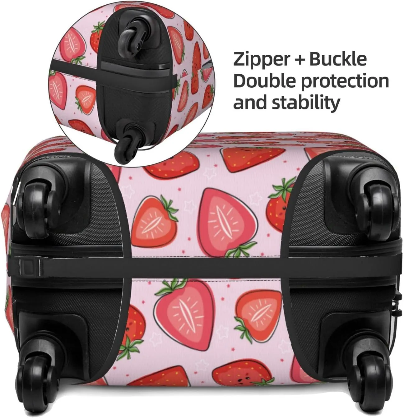 VOSERY Travel Luggage Cover - kawaii strawberry fruits Washable Suitcase Covers Protector Fits 18-32 Inches Luggage