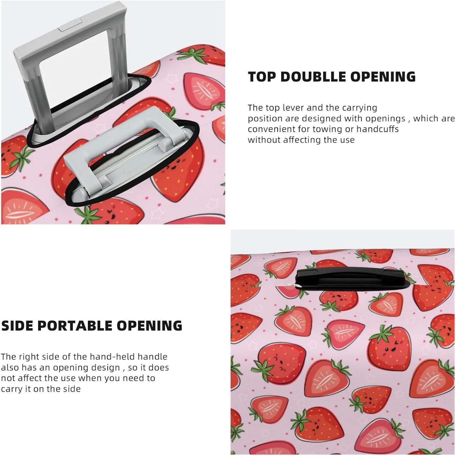 VOSERY Travel Luggage Cover - kawaii strawberry fruits Washable Suitcase Covers Protector Fits 18-32 Inches Luggage