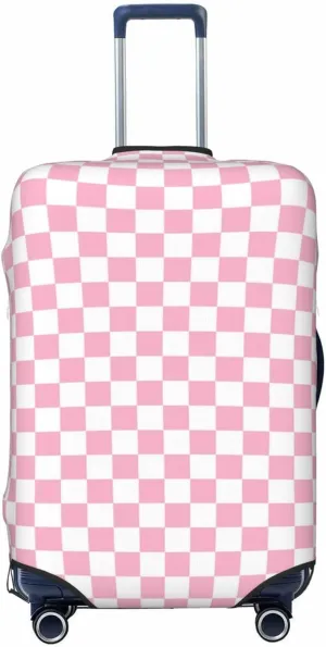 VOSERY Travel Luggage Cover - pink pastel checkered Washable Suitcase Covers Protector Fits 18-32 Inches Luggage